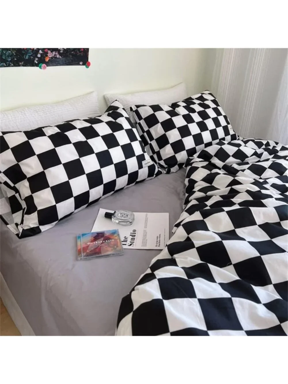 Modern Black & White Plaid Comforter Set - Full Size Geometric Bedding for All